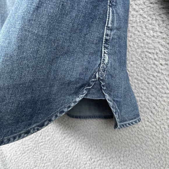 J Crew Top Womens 10 Blue Chambray Long Sleeve Pearl Snap Western Shirt Denim - Picture 5 of 16